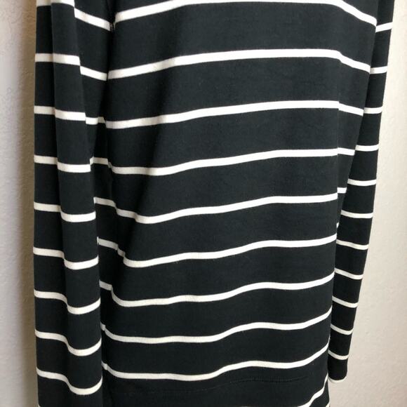 Lauren Ralph Lauren black white striped long open front cardigan size Medium - Picture 8 of 12